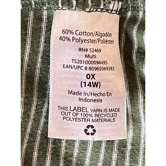 Terra & Sky Women's Striped Green OX (14W) T-Shirt Dress Mini Boho - Picture 9 of 10